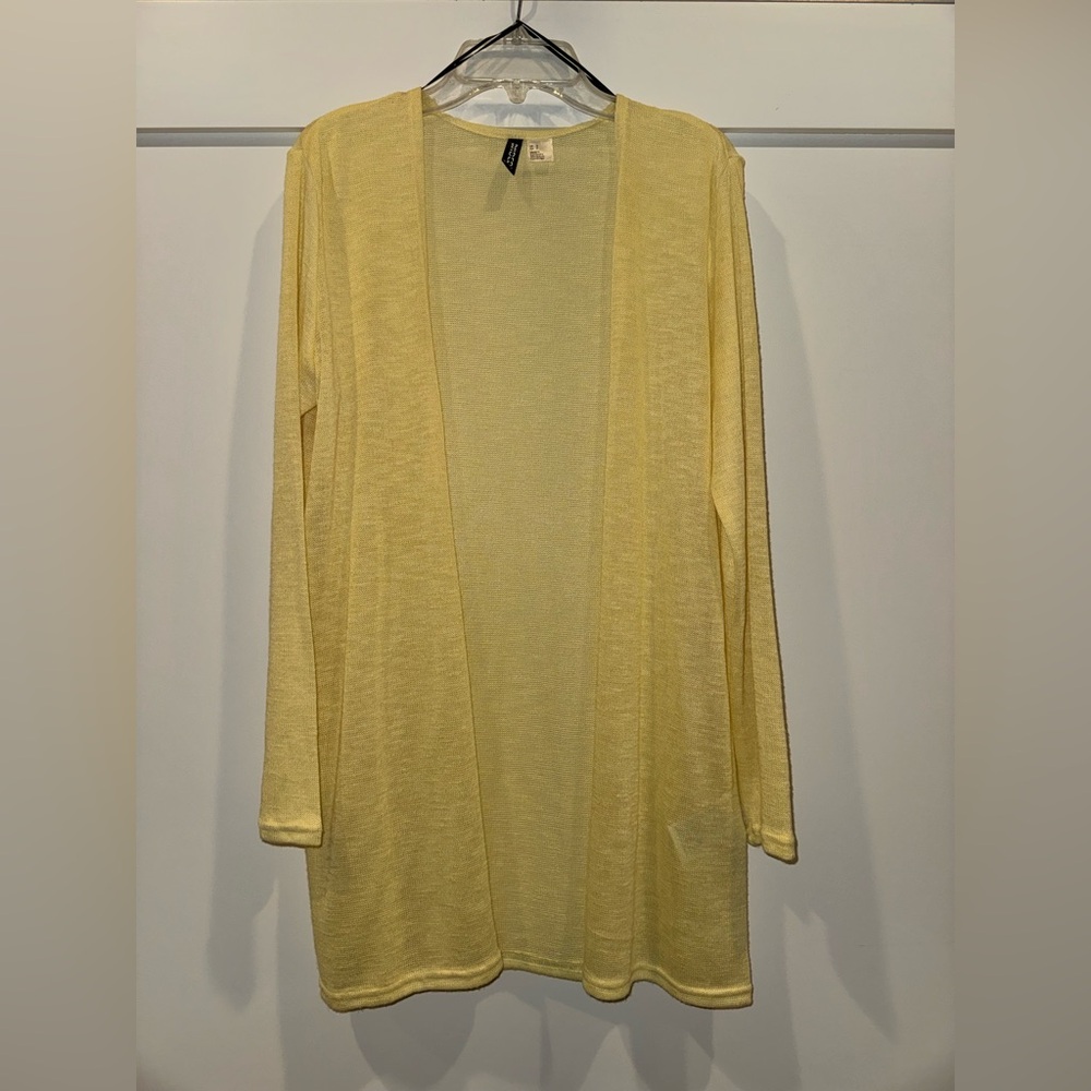 Forever 21 Yellow Open-Front Sweater